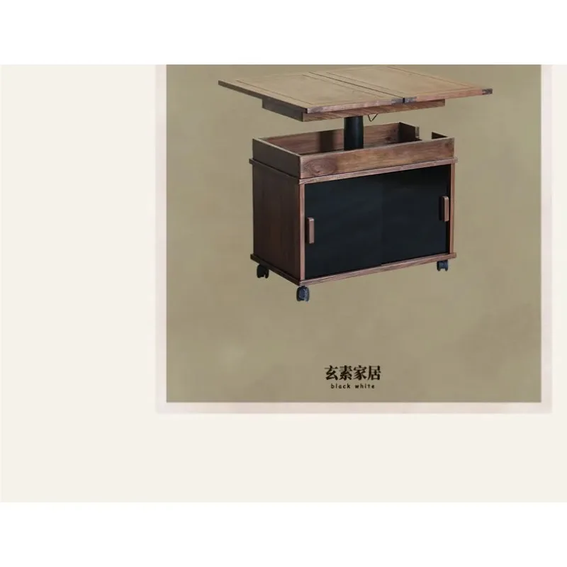 DSALifting coffee table Solid wood folding movable trolley Small apartment sofa side table