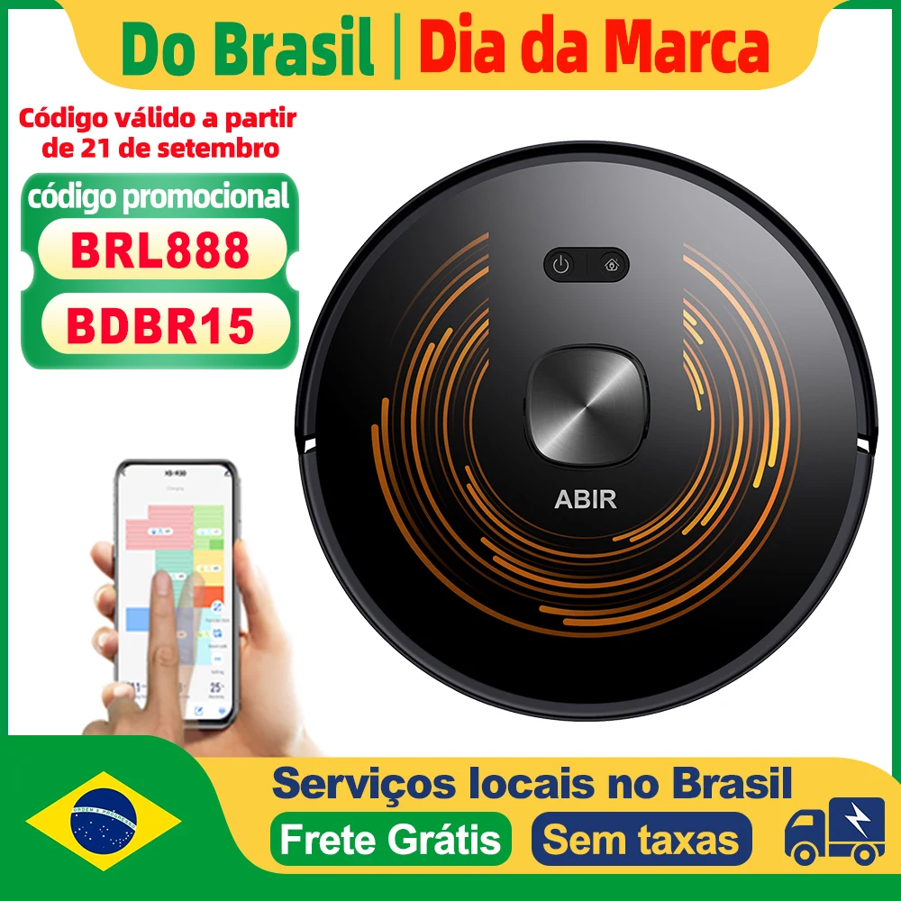 Aspirador Robô ABIR X9, Lidar Duplo, Sucção de 6500pa, Limpeza UV, Mapeamento Multi-Piso, Área Restrita via APP, Mop Inteligente para Limpeza a Seco e Úmido