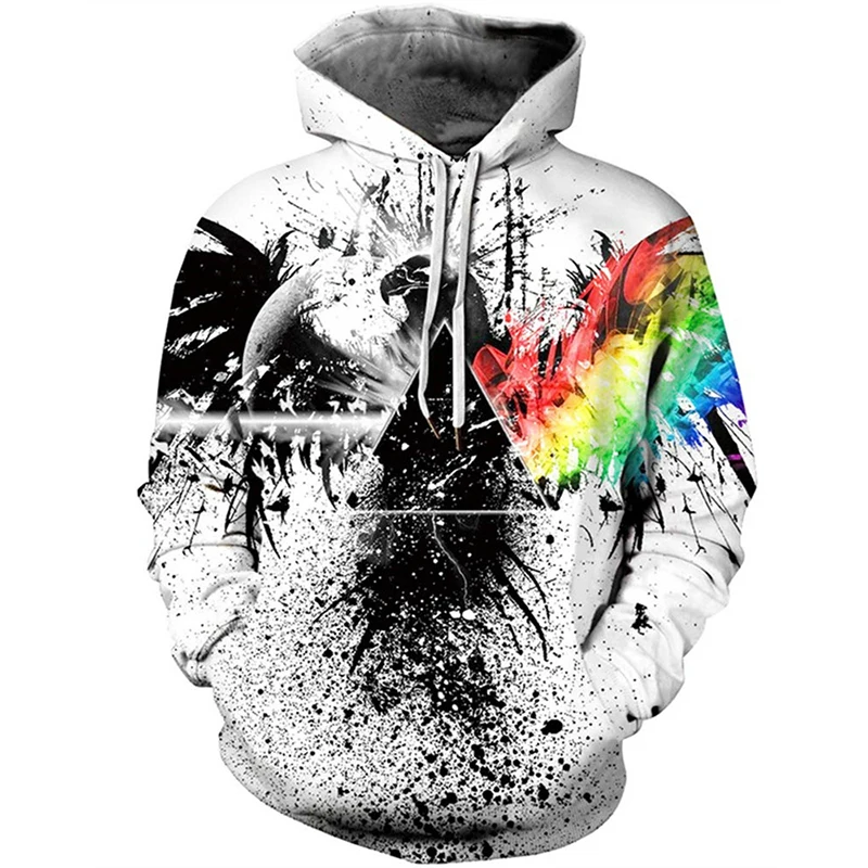 Art 3D Printing Hoodies Men's Long Sleeves Drawstring Sports Sweatershirt Funny Cool Cat Skeleton Plant Pattern Autumn Hooded