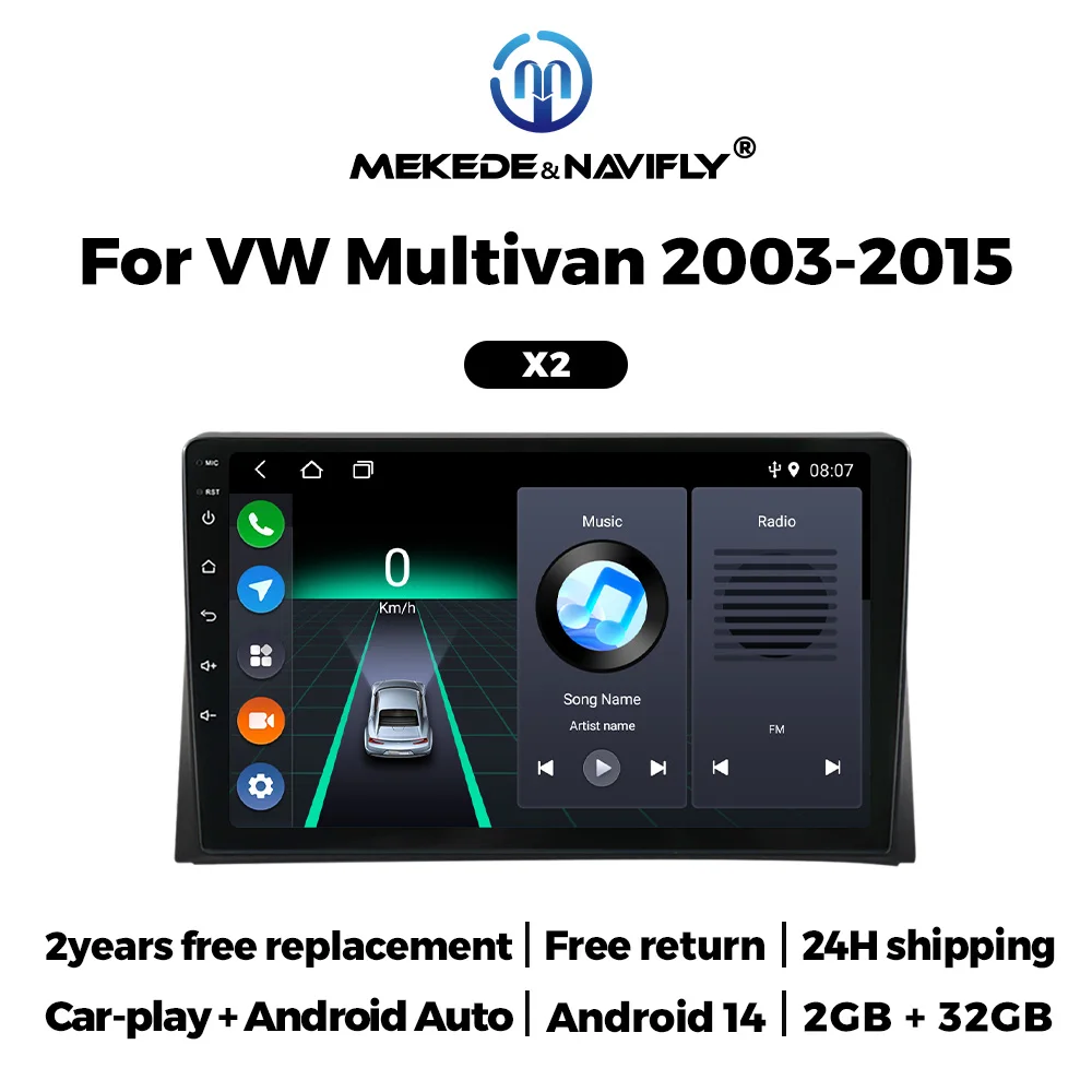 

Автомобильный радиоприемник MEKEDE 2Din для Volkswagen VW Multivan T5 2003-2015, Android 14, мультимедийный плеер, навигация, Wi-Fi BT CarPlay