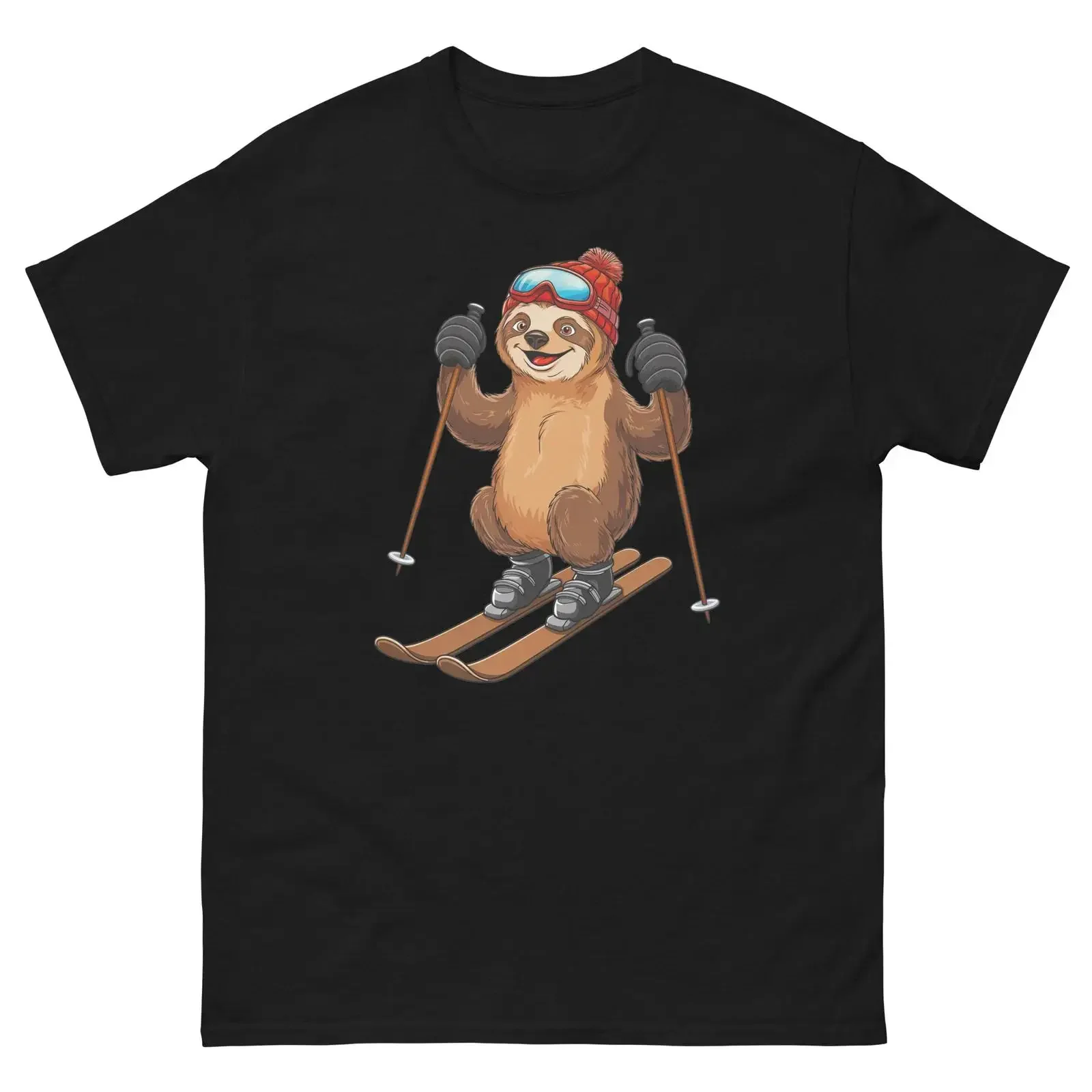 Футболка Faultier Skifahren Skifahrer Fun Cartoon Ski, винтажная, с эффектом потертости, уличная одежда, мужская, мягкая, универсальная, унисекс, модная, слегка состаренная