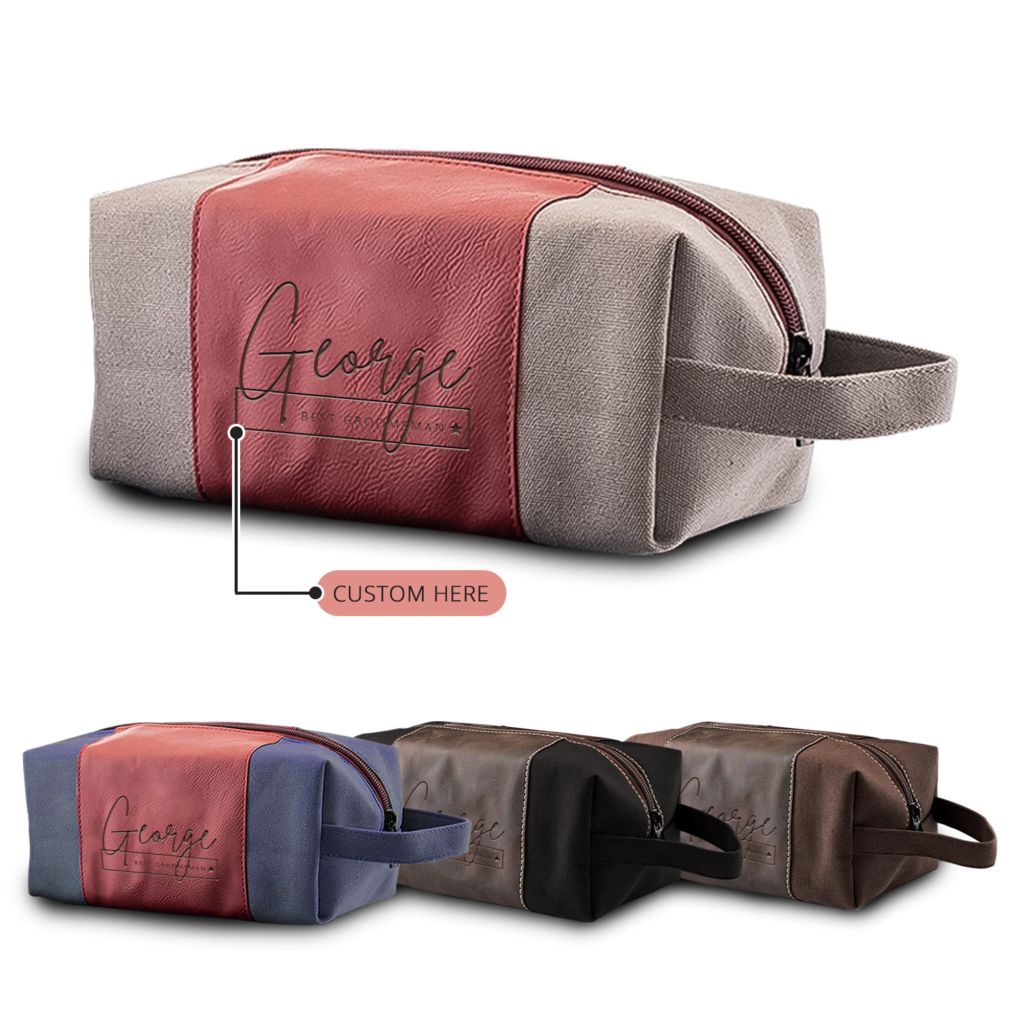 Personalized Custom Logo Makeup Storage Bag Portable Business PVC Leather Waterproof Toiletry Letter Cosmetic Kits for Man Woman