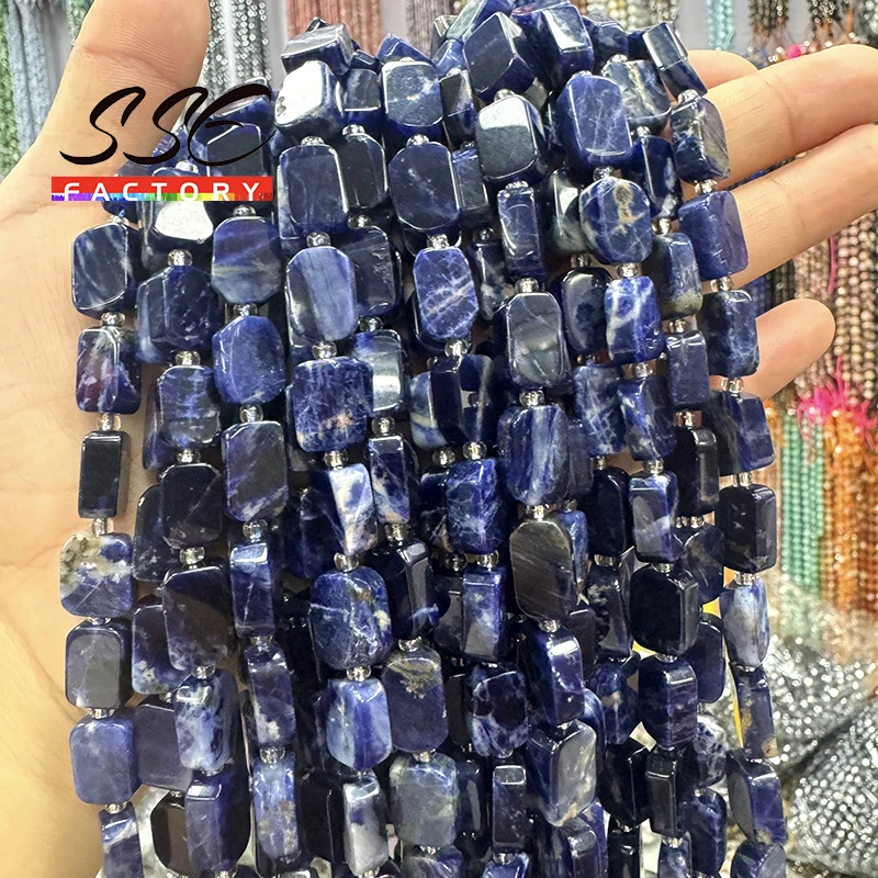 8x12MM Natural Stone Blue Sodalite Beads Special Flat Rectangle Shape Beads for Jewelry Making Diy Bracelet Necklace Accessories