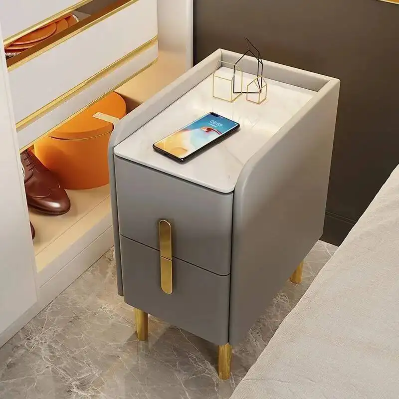 

Cabinets Table Narrow Console Space Saving Bedside Unique Simple Nightstand Charging Luxury Mesa De Cabeceira Home Furniture