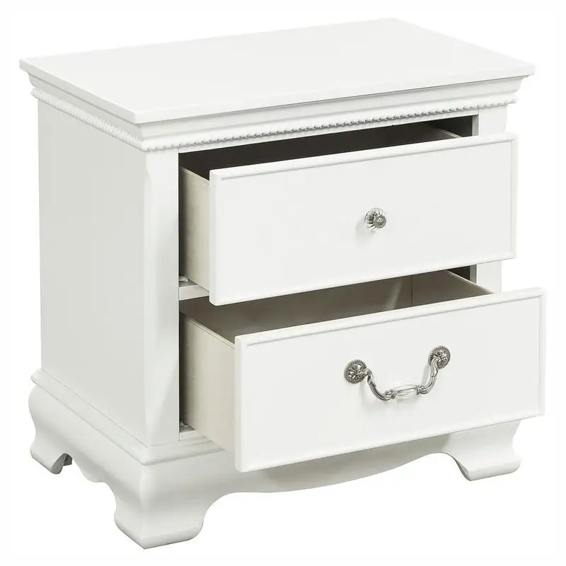 Classic Traditional Style Nightstand Wood White Finish Dovetail Drawers Bedside Table Bedroom Furniture