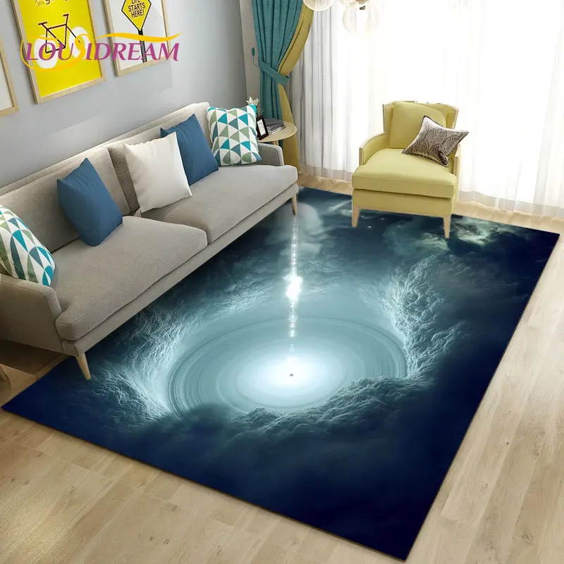 3D Dream Natural Tornado Cloud Area Rug,Carpet Rug for Living Bedroom Sofa Doormat Decoration,Children Play Non-slip Floor Mat