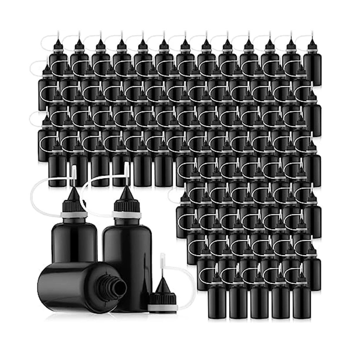 

100Pcs 30 Ml/1 Oz Black Needle Tip Glue Bottle Needles Precision Tip Applicator Bottle for Alcohol Ink DIY Craft Acrylic