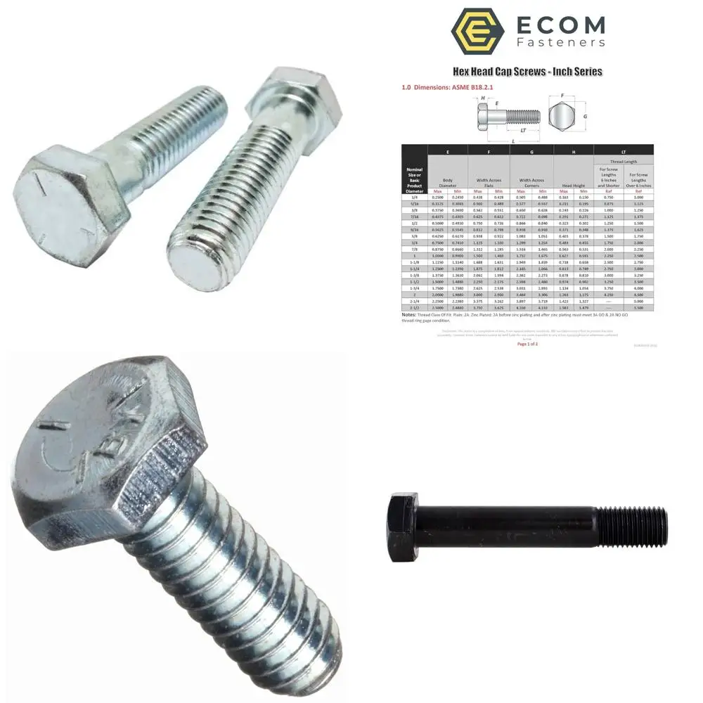 مسامير ذات غطاء سداسي من الفولاذ المطلي بالزنك من الدرجة 5 مقاس 5/16-18 × 3-3/4 بوصة، خيط خشن، 400 قطعة، خيط جزئي #1
