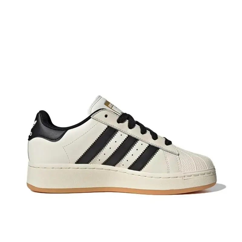 Adidas SUPERSTAR XLG W Versatile, Comfortable, Shock-absorbing, Wear-resistant, Low Top Board Shoes for Women, White and Black