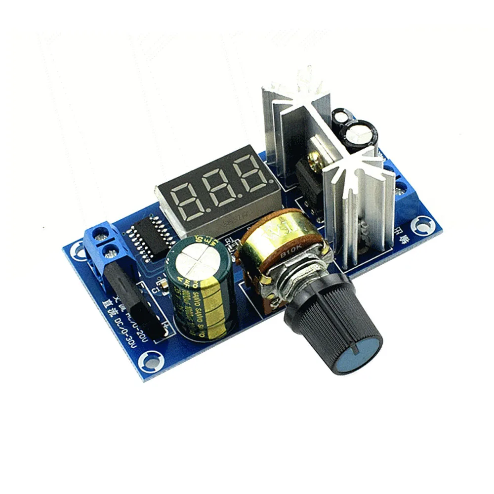 LM317 Adjustable Power Regulator 2A with Digital Voltage Display for Electronic Components