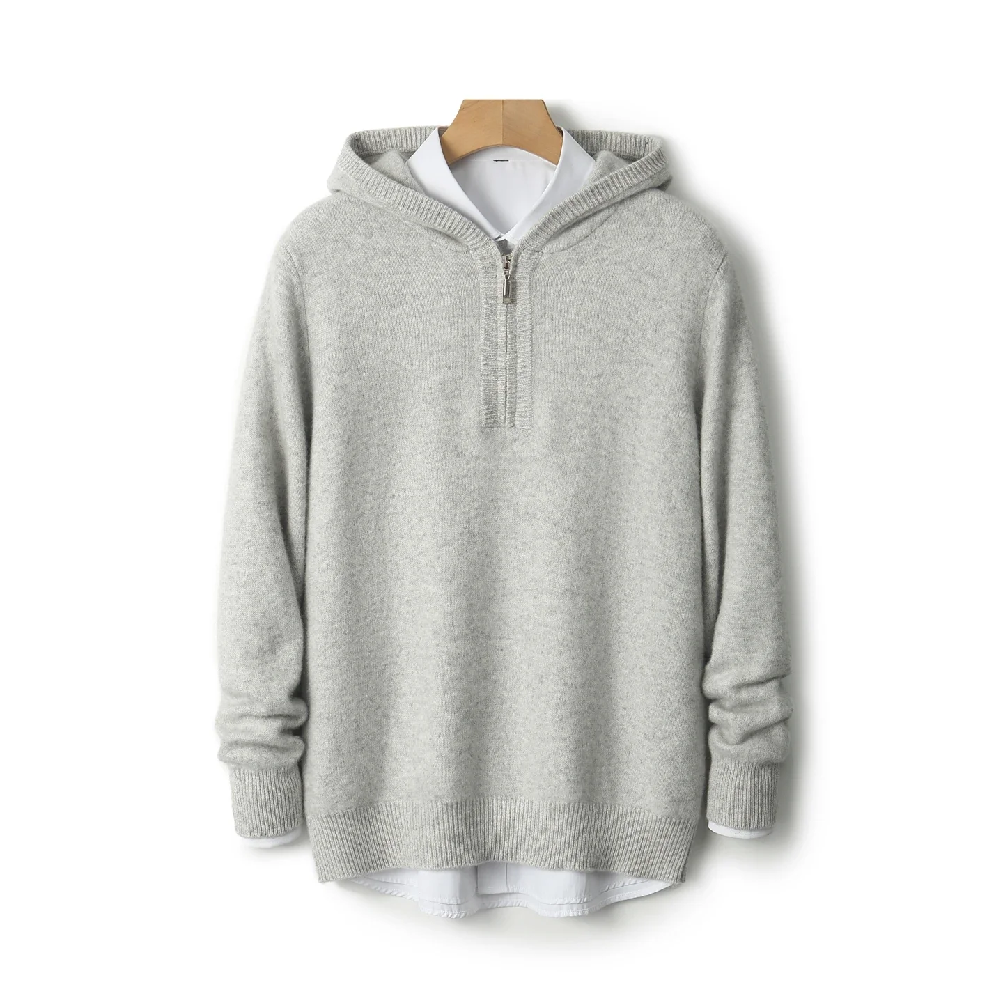Design Brand Autumn Winter Sweater Mens Hoodie Sweater 100% Merino Wool Pullover Casual Thick Knit Single Wear Zip Basic Clothes