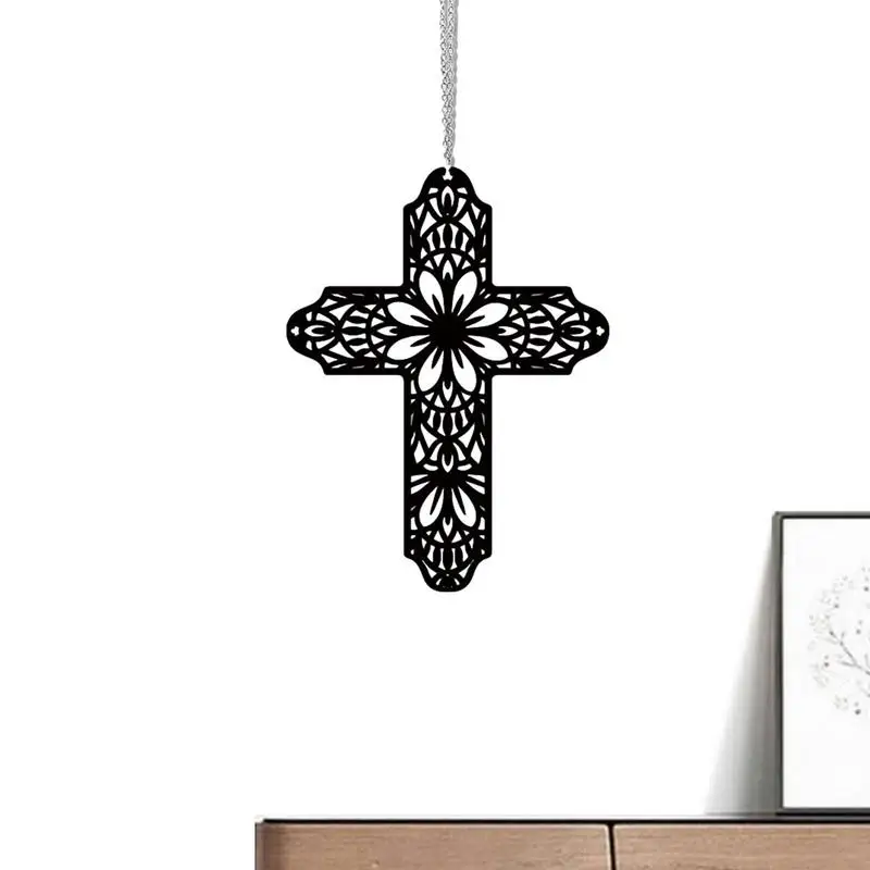 Rhinestone Cross Christian Car Rear View Mirror Hanging Pendant Decor Car Accessories Cross For Auto Decoration Wall Decor