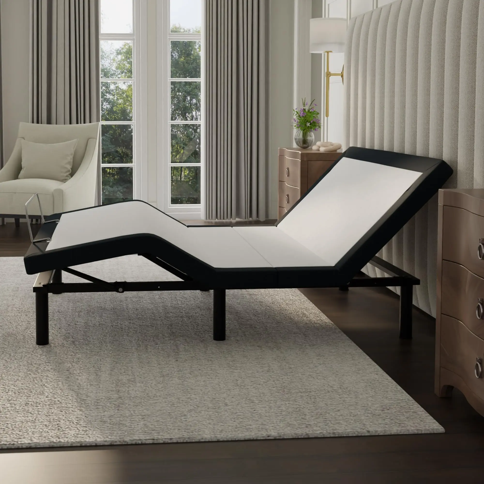 e4 King Adjustable Bed Frame with Massage, Anti-Snore, Zero Gravity, USB Charging, Under Bed Lights, Wireless Remote
