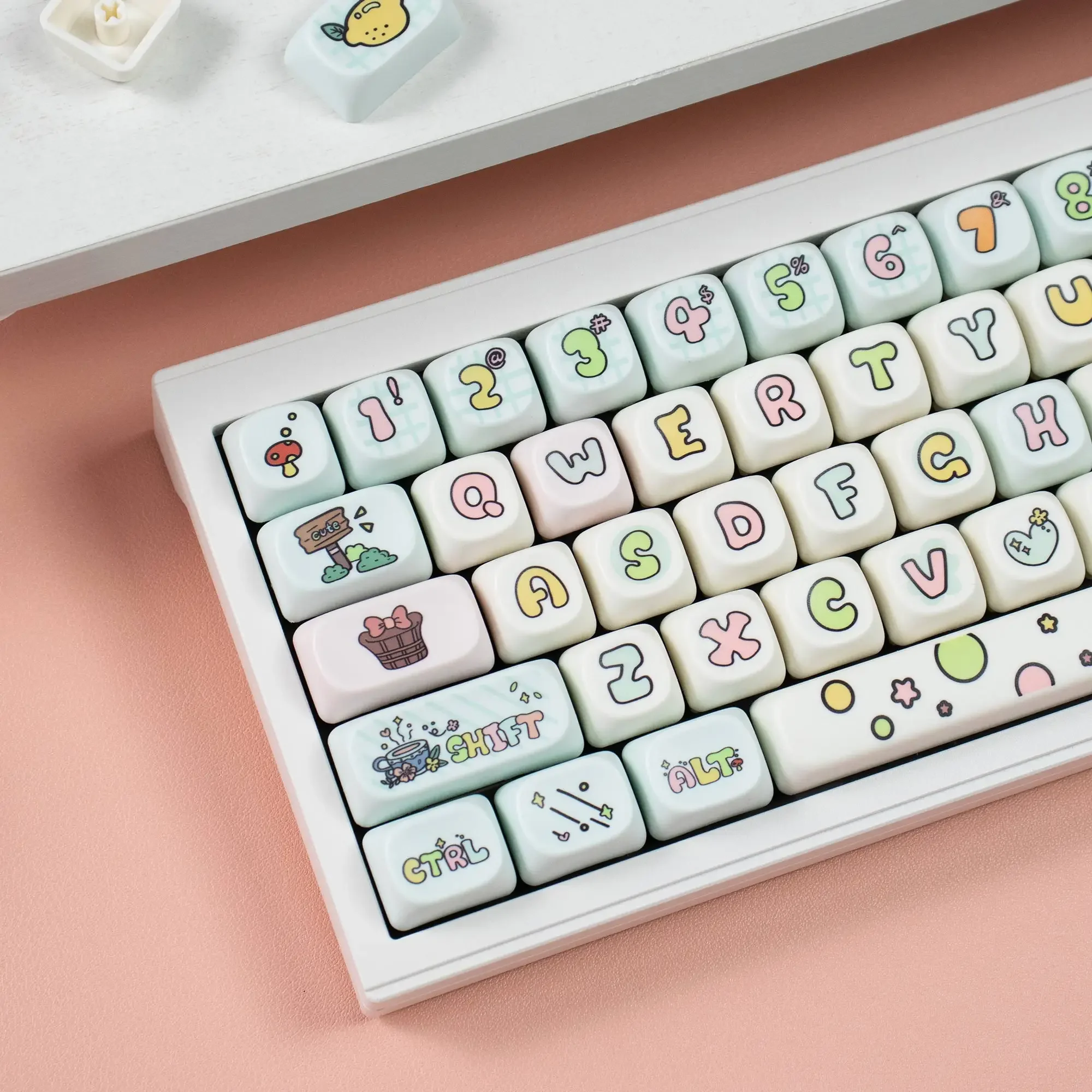134 key MOA profile eating fruit duck cute PBT keycap compatible with mechanical keyboard 키캡