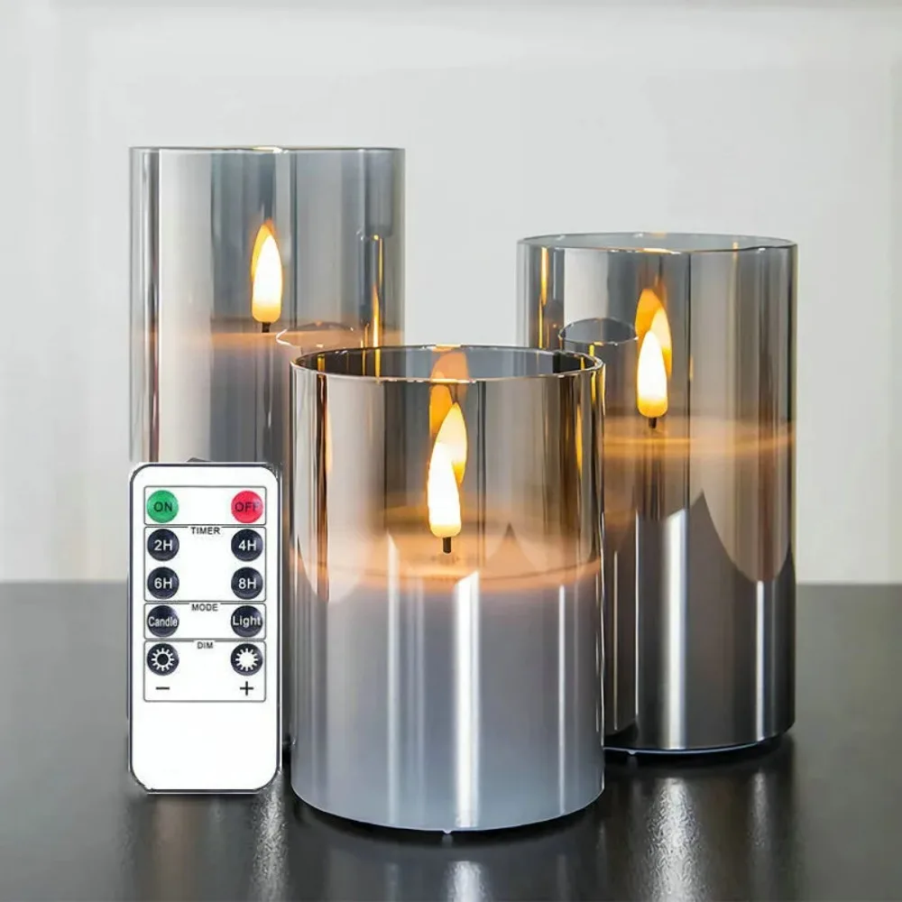 

Flameless LED Electronic Candle with Remote Control Plastica Case Candles Lamp For Wedding Party Christmas Home Decor