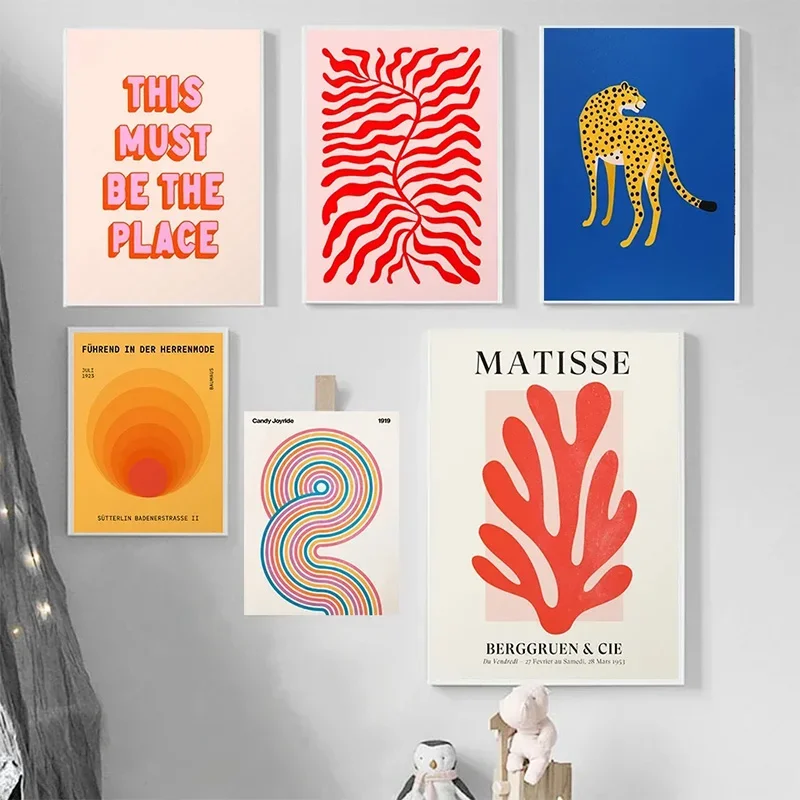 1 قطعة فرملس ماتيس مجردة قماش اللوحة ليوبارد اللون كتلة الجمالية ملصق جدار الفن الحيوان نمط غرفة نوم الديكور