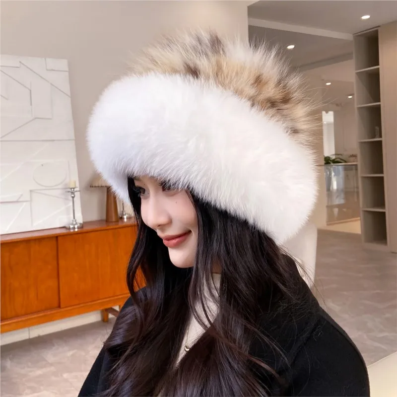 New winter fur hats for women warm and ear-protecting fisherman national lynx basin chinchilla