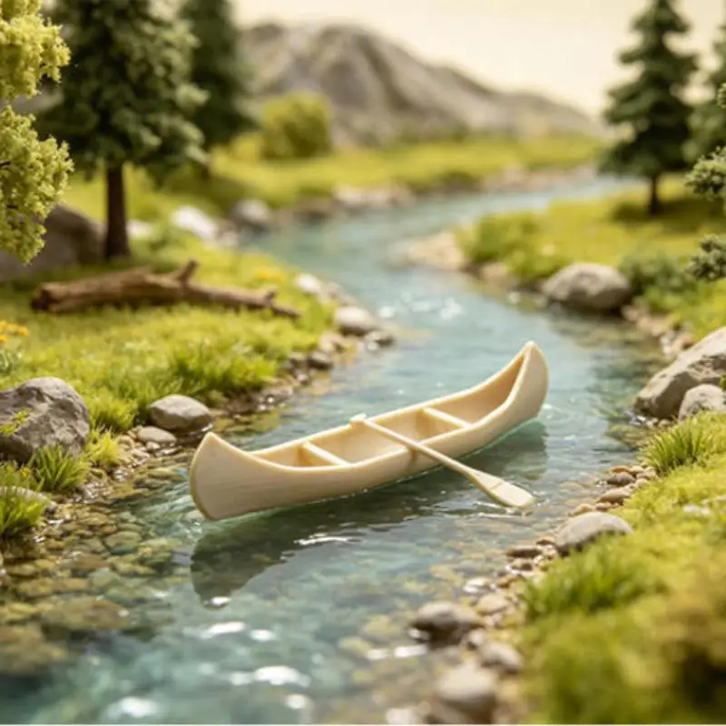 B*New 1 Set  Dollhouse Plastic Sailing Boat Model Miniature Landscape Home Decoration Office Desktop Figurines Canoe Ornament