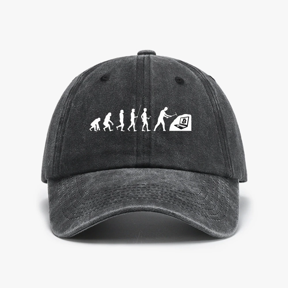 Casquette de baseball délavée rétro Evolution Mining Crypto BTC, mode décontractée, respirante et douce, casquette de cowboy pour femmes et hommes