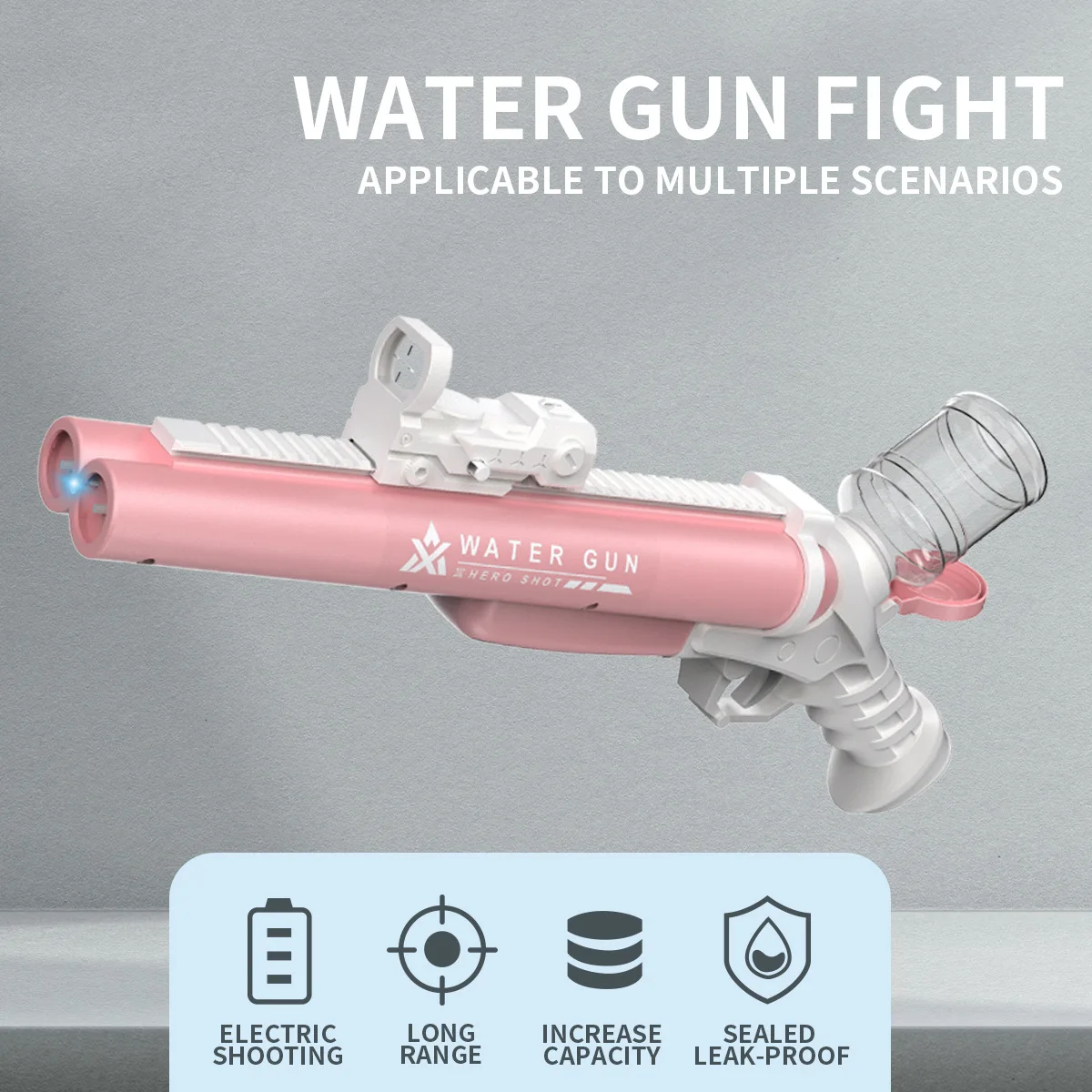 Pistola de água automática elétrica para adultos e crianças, grande capacidade, LED Water Gun, Beach Party Toy, presente de verão ao ar livre, meninos e meninas