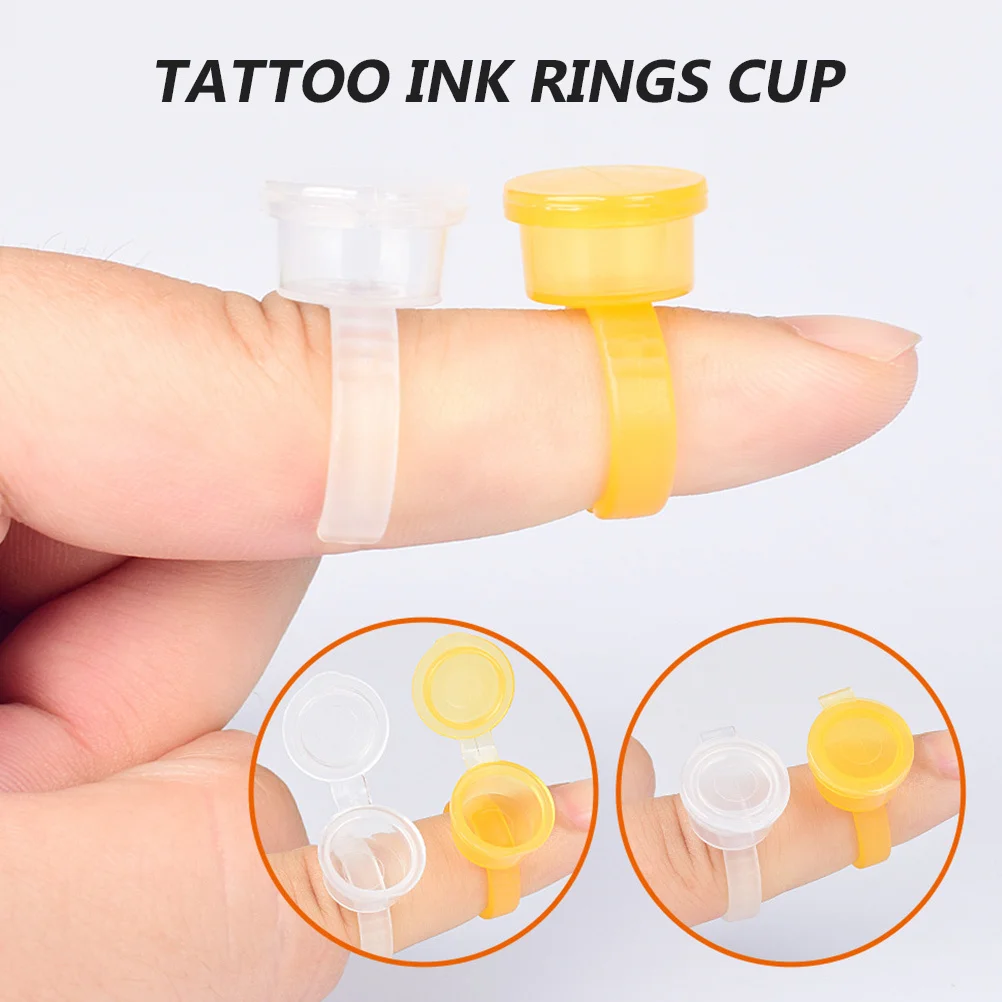 

50pcs Pigment Rings Cup Plastic Finger Ring Caps For Microblading Ink Remover Accessories Tattoo Tools