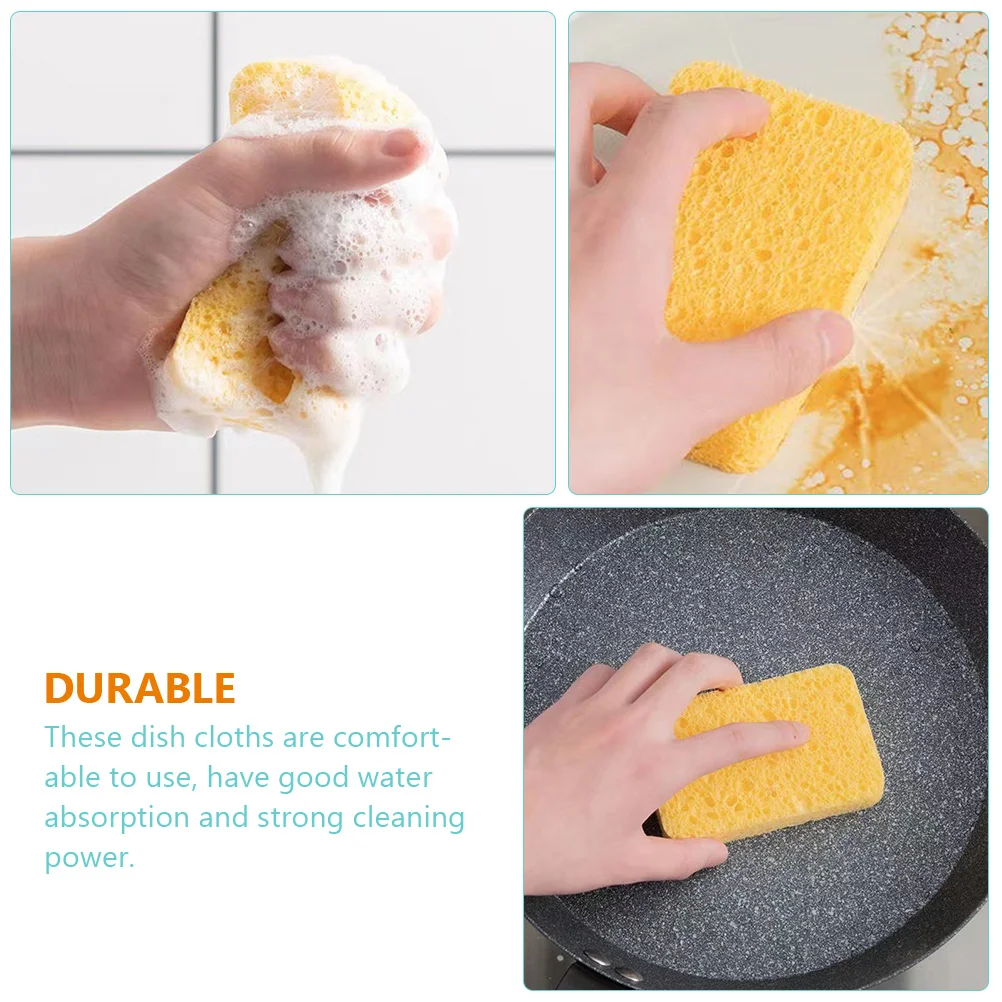 

10 Pcs Dish Sponge Sponges Scrubber Kitchen Tableware Wash Wood Pulp Cotton Dishwashing Cloth Dual-sided Supplies