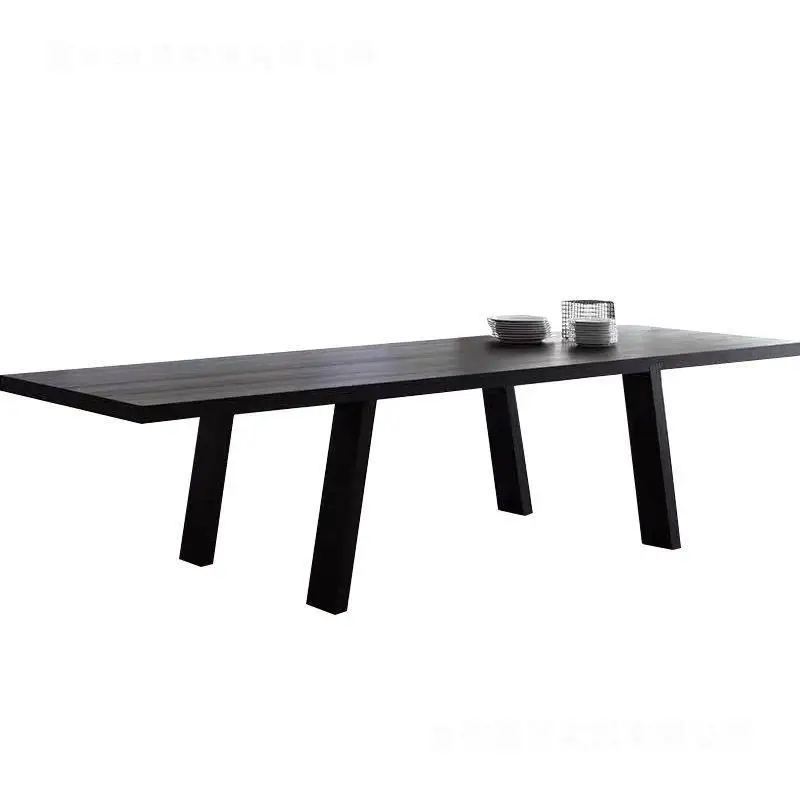 

Nordic solid wood black ash wood simple dining table, home eating