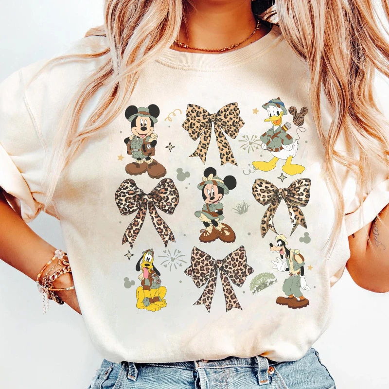 

Рубашка Potdemiel Mickey Minnie Animal Kingdom, рубашка с леопардовым принтом и Микки, рубашка с гепардом и Микки, рубашка Safari Minnie, Hakuna Matata