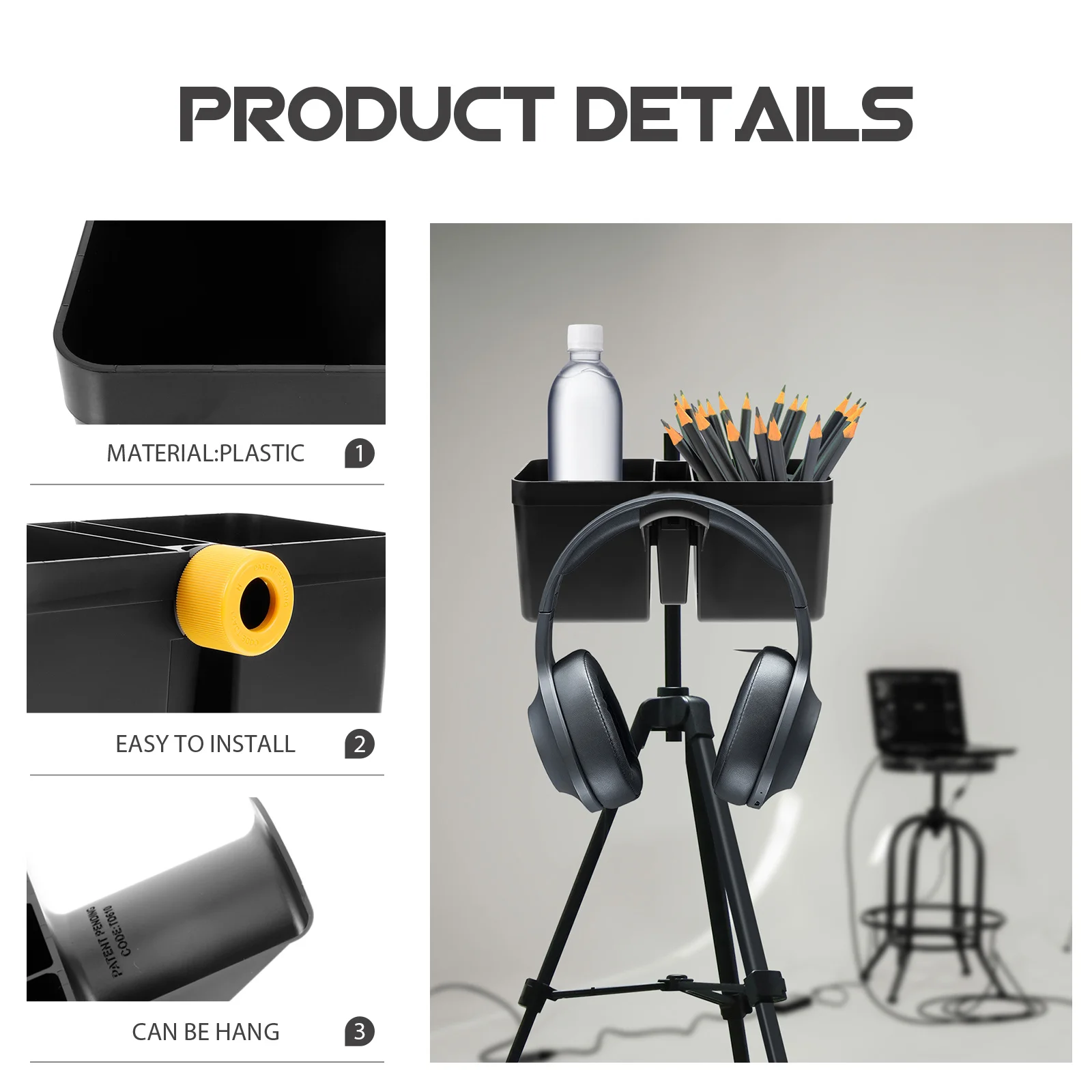 

Water Cup Holder For Mic Headphone Drink Storage Tray Mount, Mic Stand Accessories, Microphone Stand Clamp Tray, Live