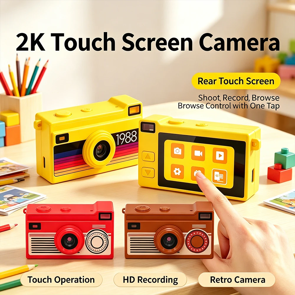 Vintage Style Compact Digital Camera 1080P Video Recording Portable Pocket Camera Colorful Body Gift for Students Outdoor Trip