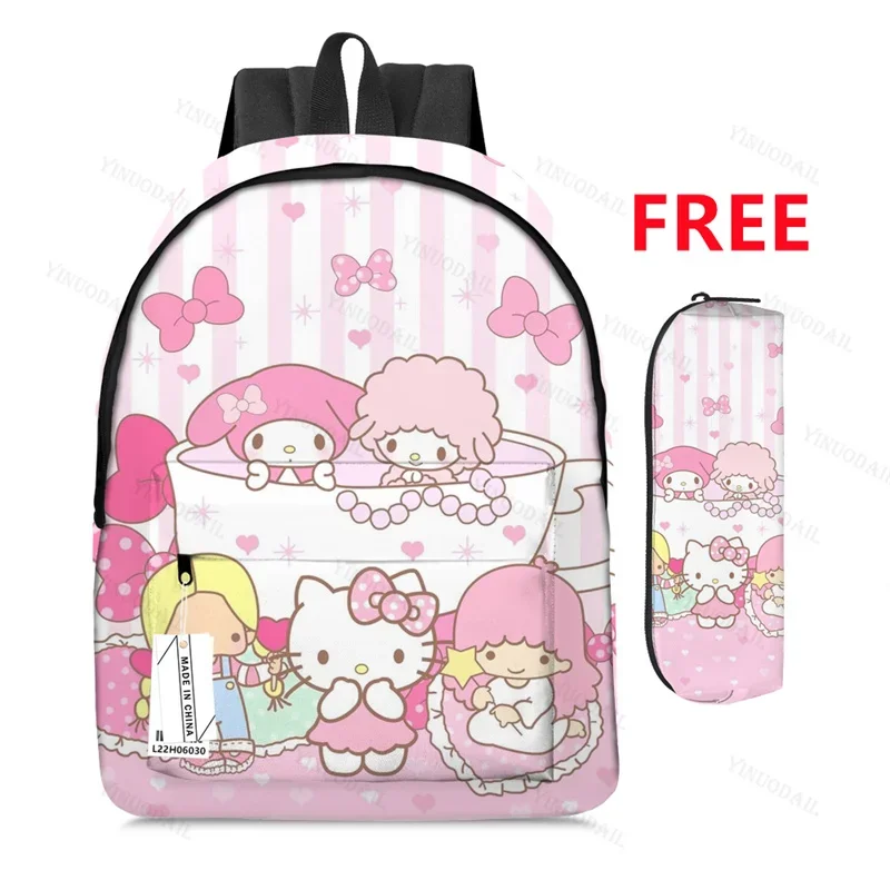 Melody Kt Cat WHITE Theme Backpacks Mochila De Viaje for Schoolbags Study Stationery San Anime Figures Mochila Book Bags