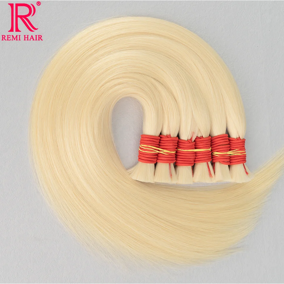 613 Real Human Hair Extensions no Weft Honey Blond Hair Bulk Vietnamese Virgin Crochet Hair Straight Weaving Hair for Braiding