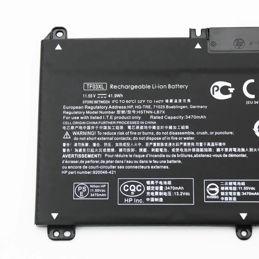 New Genuine Original TF03XL 11.55V 41.9Wh Laptop Battery for HP Pavilion 15-CD HSTNN-LB7X 920070-855 920046-421