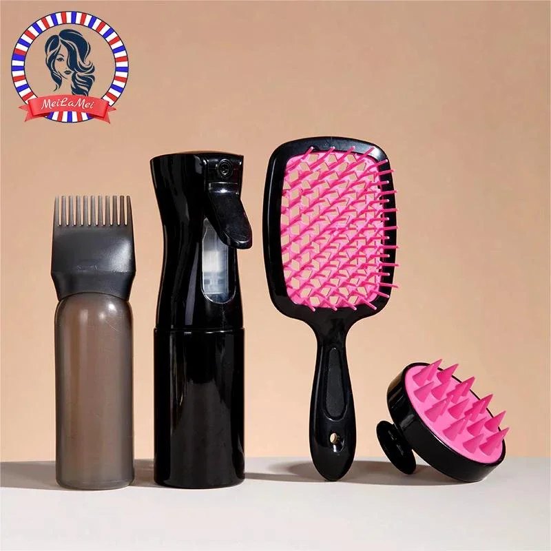 

Comb set Silicone Scalp Massage Comb 4-piceDetangling Hair Brush Hairdressing Hair Dye Applicator Bottle Salon Styling Tools