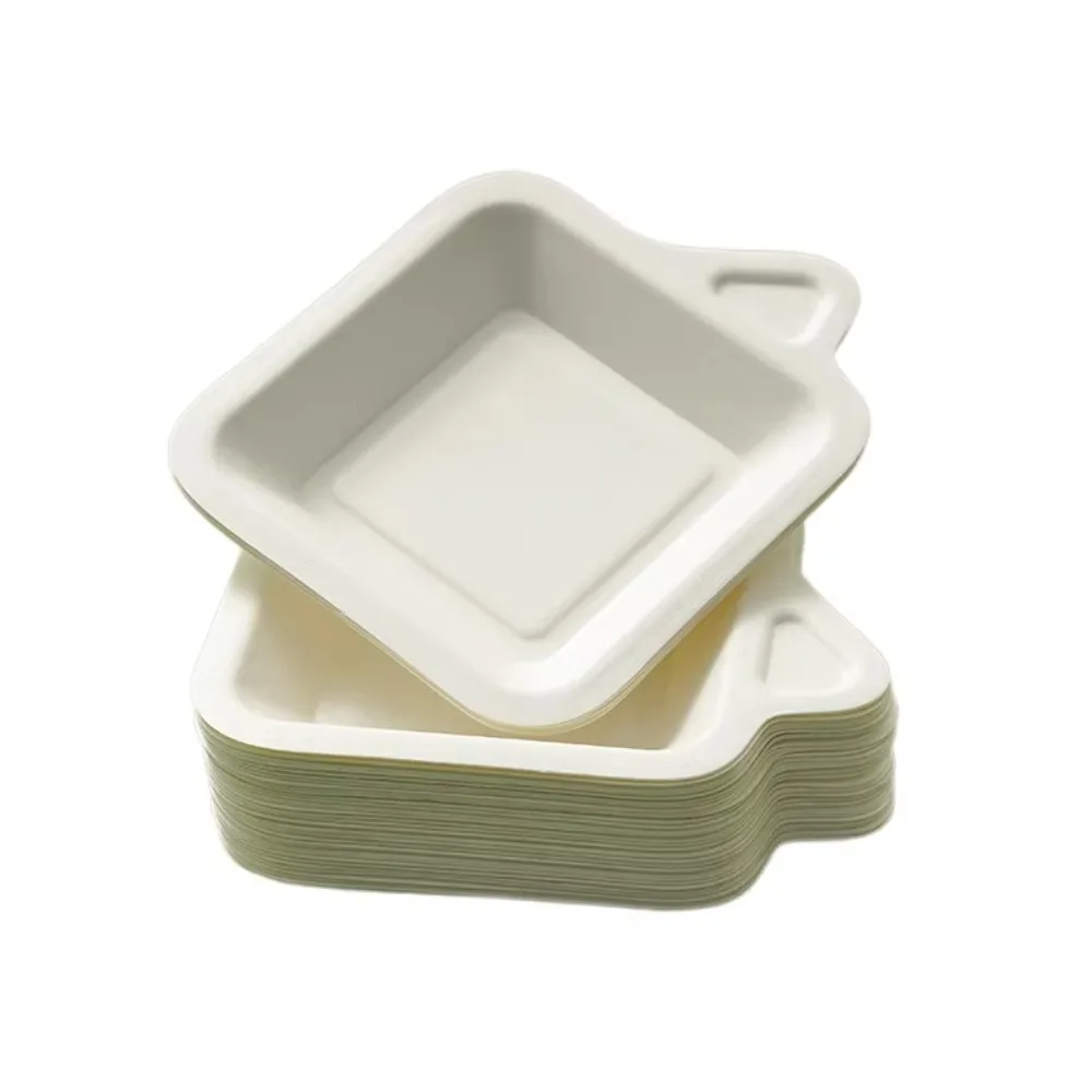 50Pcs New Disposable Paper Plates Square Lightweight Cake Tableware Thickened Fruit Plate Picnic Birthday Party