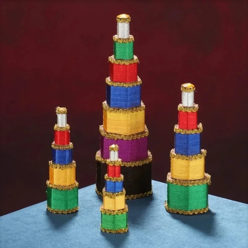 Five Color Thread Incense Tower Natural Tibetan Incense Indoor Buddhist Hall Aromatherapy Home Decoration Soothing Spirit