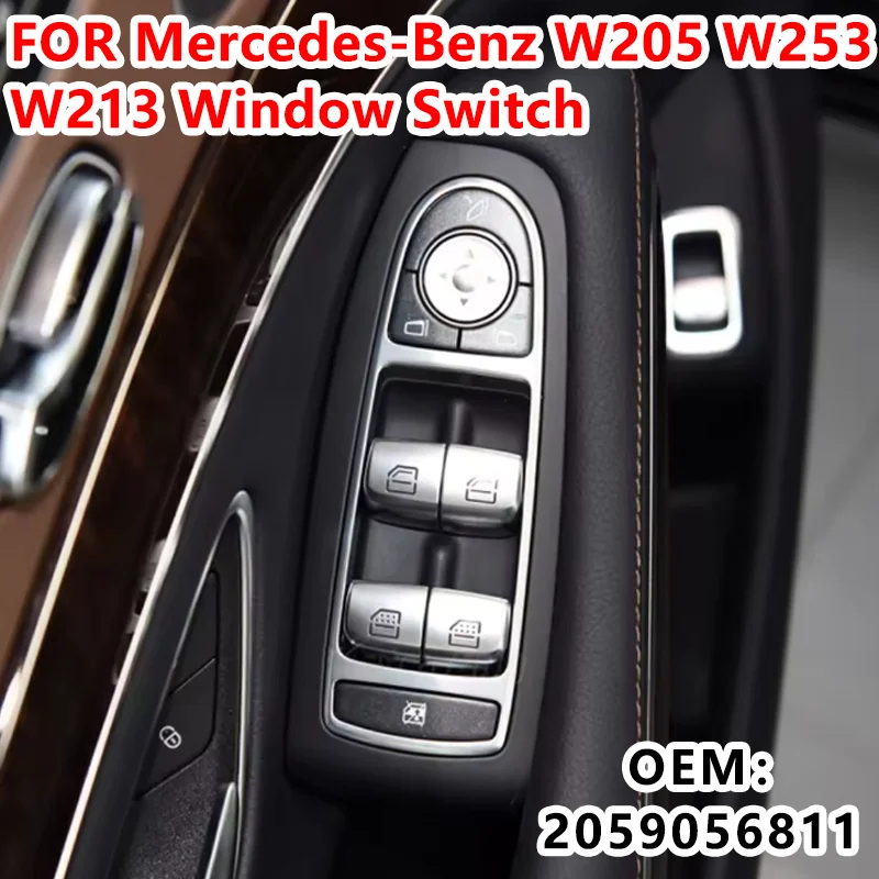 

2059056811 For Mercedes Benz W205 W213 W253 C E GLC Left Front Window Electric Glass Lift Switch Main Control Button