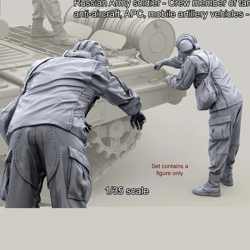 1/35 Die-Casting Resin Figure Model Building Kits Modern Russian Soldiers Overhaul Expert Car Unassembled and Unpaint Toys