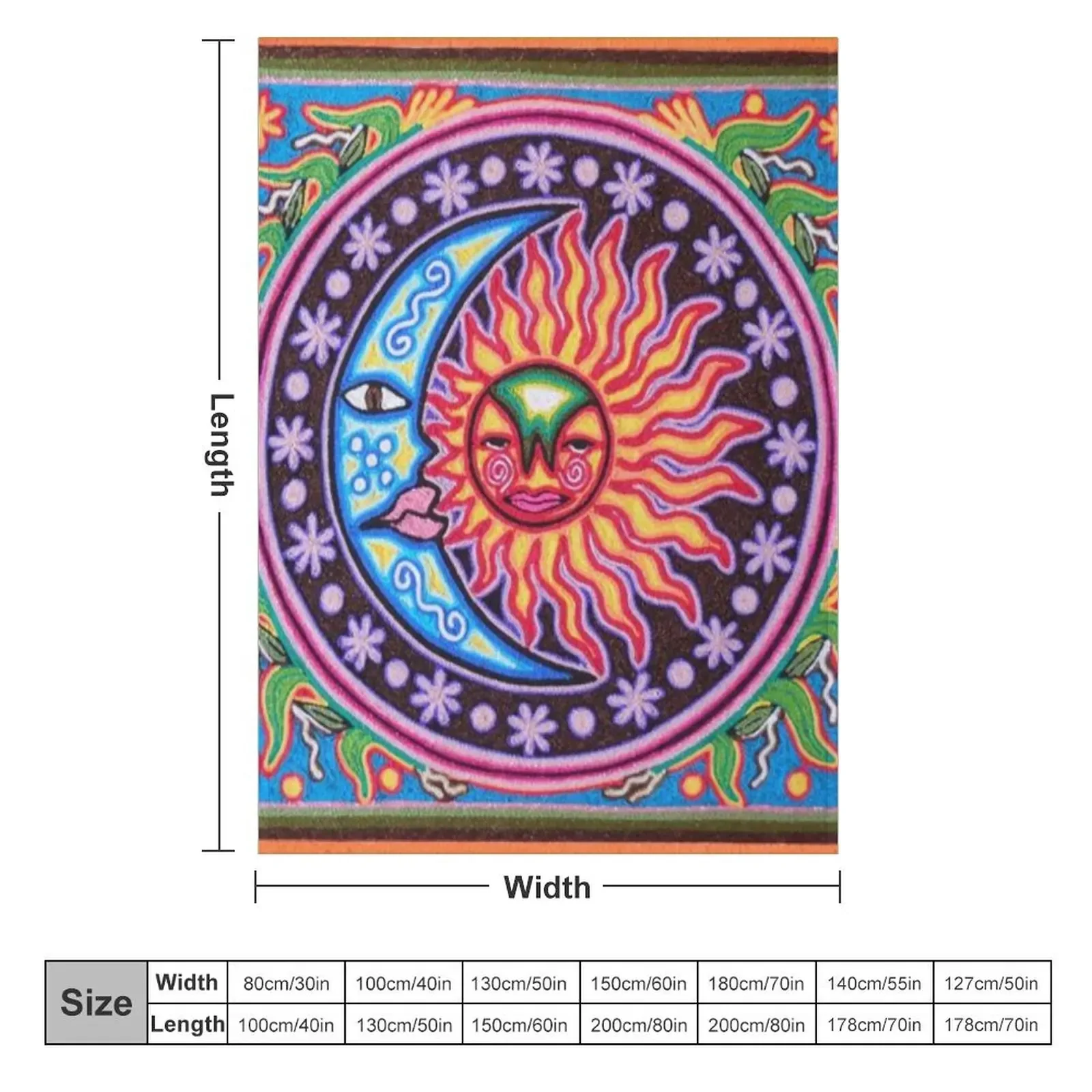 Huichol, moon and sun Throw Blanket Furrys anime Blankets