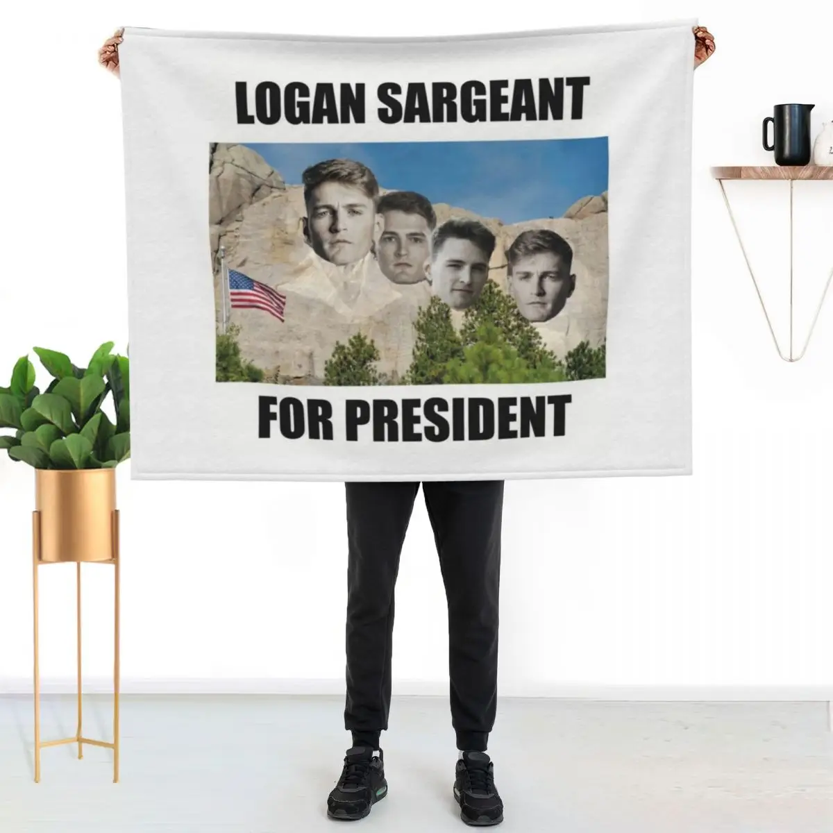

F1 Driver Logan Sargeant for President - On Mount Rushmore Throw Blanket Modern Design Soft Blanket for Home Decor