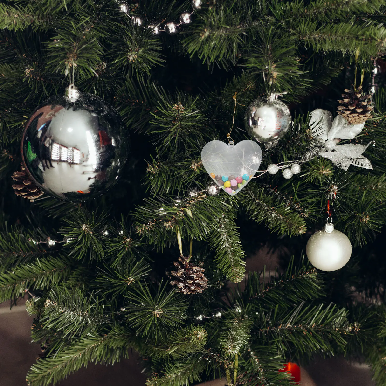 6Pcs Transparent Heart Christmas Balls Shatterproof Ornaments for Festive Season Weddings Birthdays Gift Packaging