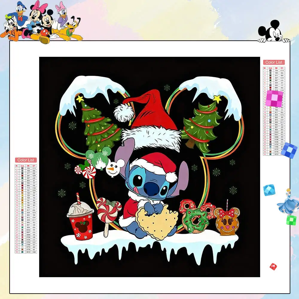 مجموعات الطلاء الماسي ديزني غرزة سانتا حجر الراين كامل جولة 5D التطريز صورة فنية مجموعة الرسوم المتحركة شخصية كبيرة #1