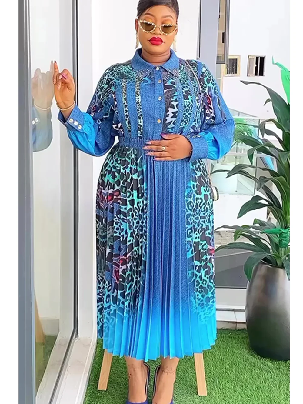 Elegant African Dresses for Women 2024 New Summer Fashion 2 PCS Sets Tops And Skirts Suits Muslim Kaftan Chiffon Maxi Dress