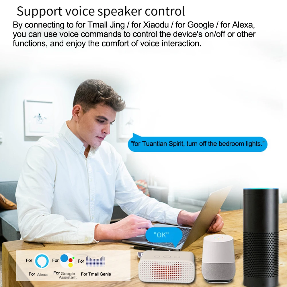 Mini interruptor inteligente para el hogar, 41x41x20 Mm, fácil instalación, Material ignífugo, Control de dispositivo de grupo