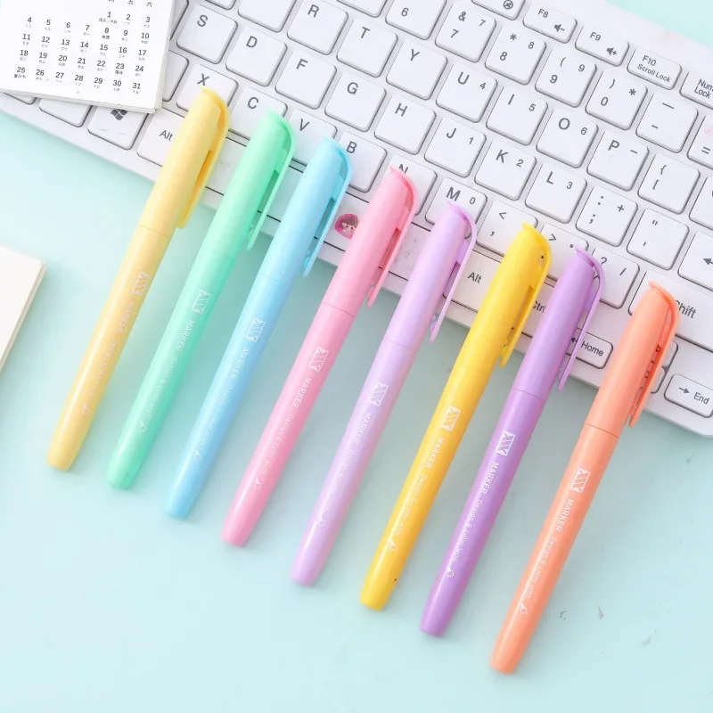 Macaron Highlighter Pen Color Creative and Dazzling Student Note-taking Key Doodle Novelty Pretty Stationery Cute Student Gifts