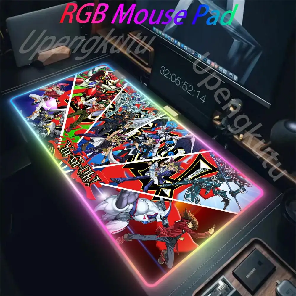 Game Yu Gi Oh RGB Pc Gamer Keyboard Mouse Pad Mousepad LED Glowing Mouse Mats Rubber Gaming Computer Mausepad 1000x500mm