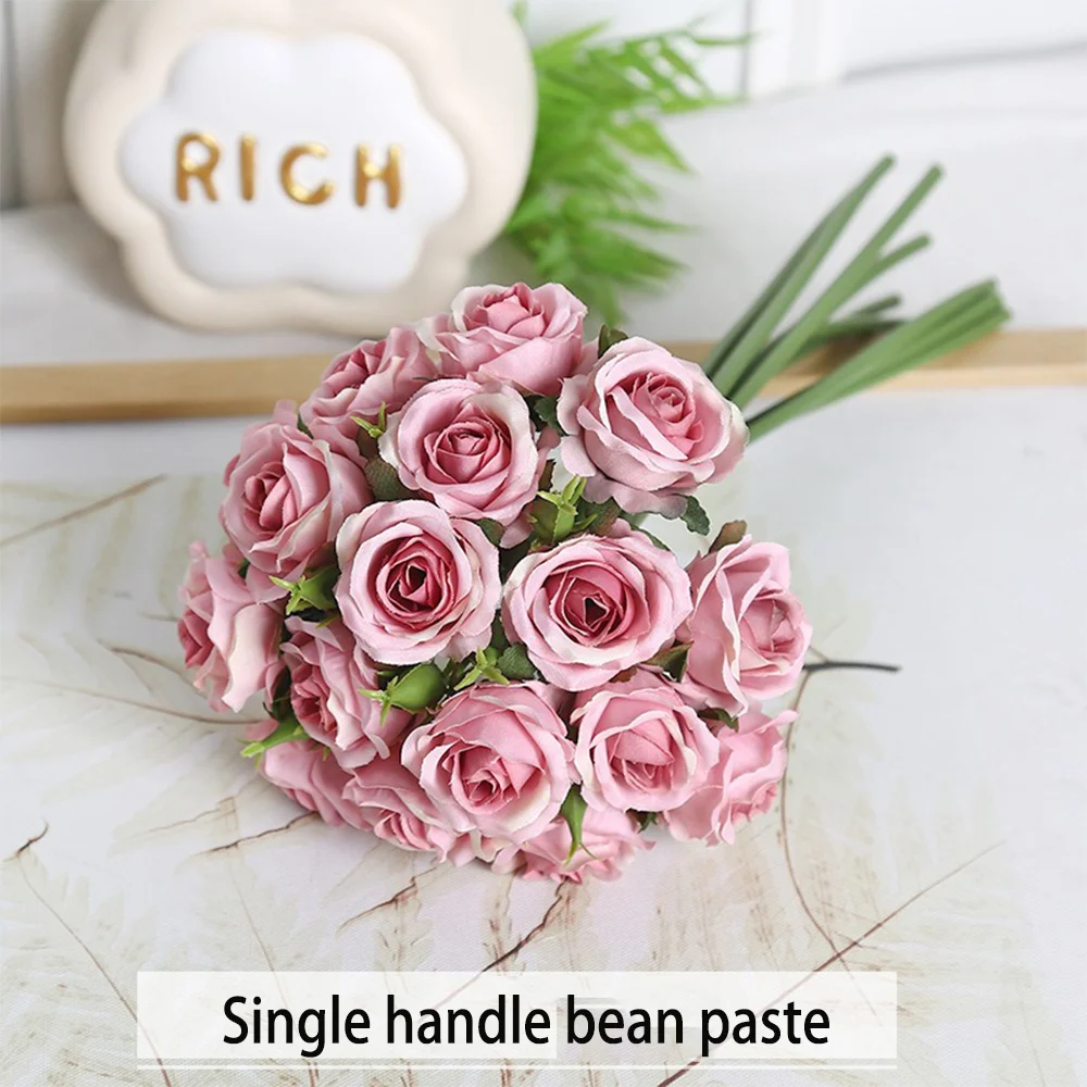 18 Einzelne Rosen in einer Hand, Fertiger Blumenstrauß, Wohnzimmerdekoration, Künstliche Blume – Detail 12