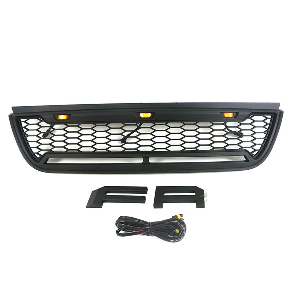 For Ford Explorer 2002-2005 Bumper Trims Cover Exterior Radiator Grill Matte Black LED Grille With Letter And Light Bar Fit