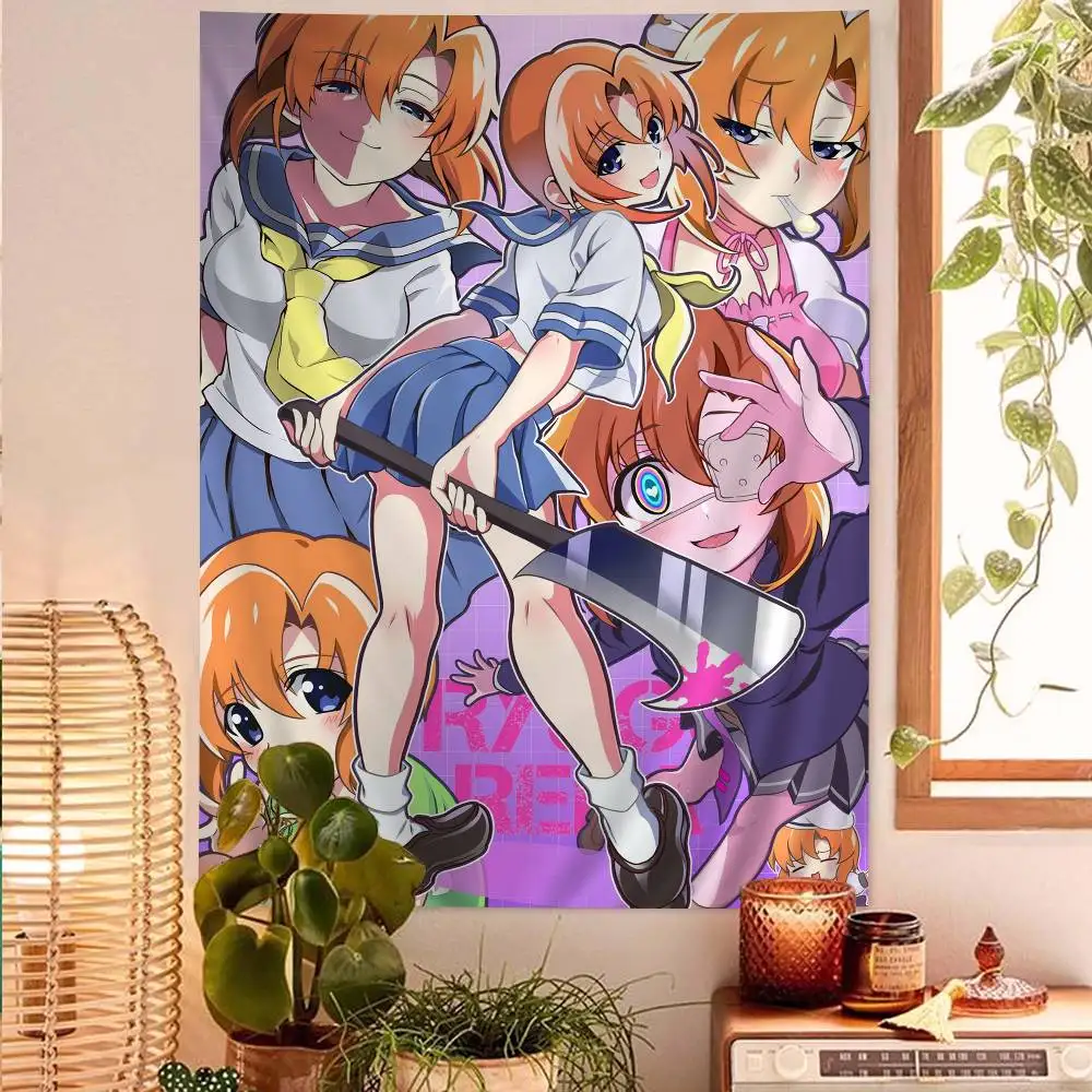 أنيمي خمر Higurashi عندما يبكون الرسم البياني نسيج لغرفة المعيشة ديكور المنزل ديكور فني للمنزل #4