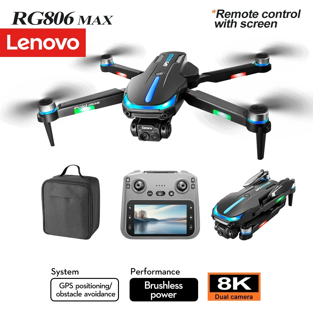 

Lenovo RG806 MAX Drone GPS 5G WIFI FPV 8K HD Professional Camera UAV Obstacle Avoidance Brushless Folding Quadcopter Dron Toys